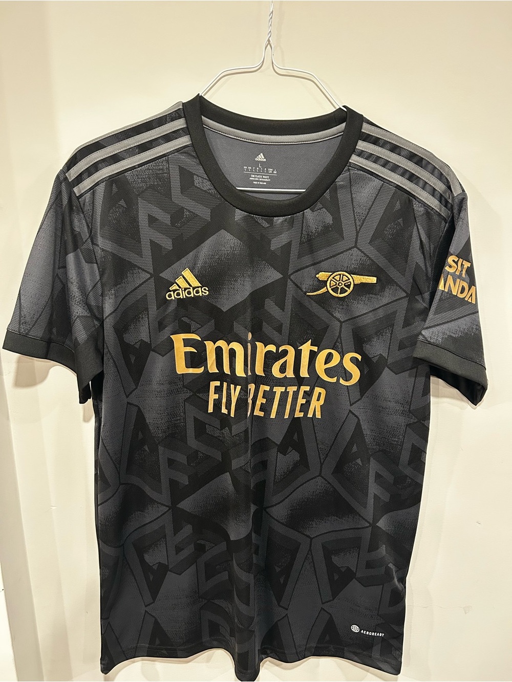 adidas Arsenal Black and Gold Men's Jersey